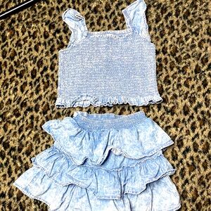 Girls denim two piece set